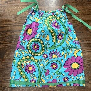 Hanna Andersson Vibrant Floral Pillowcase Dress with Green Trim